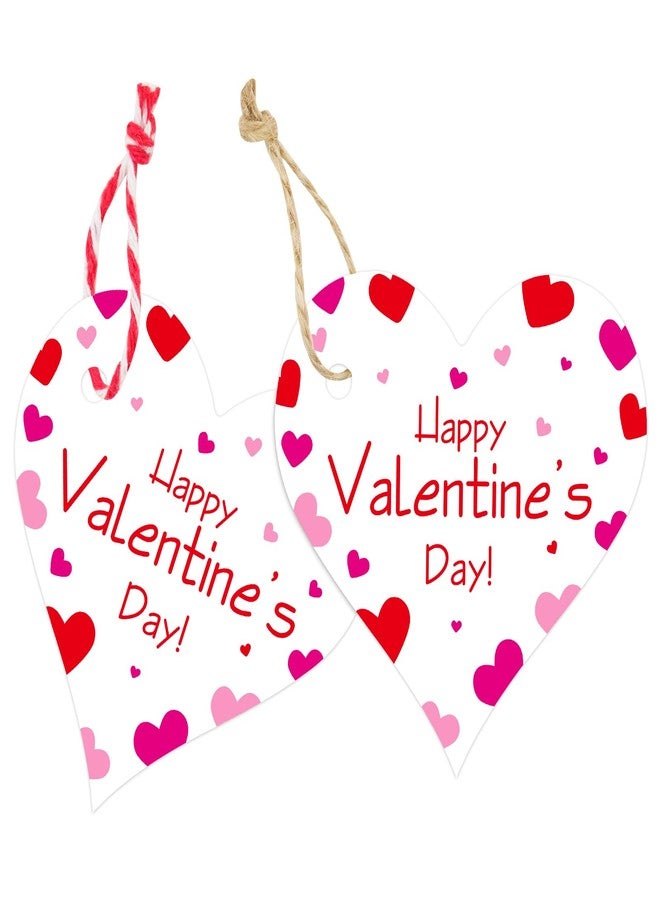 joycraft 50Pcs Valentine's Day Gift Tags with String, 2.36 Inch Happy Valentine's Day Paper Hangtags, Heart Valentine Gift Tags for Gift Wrap, Bags, DIY Craft - Image 1